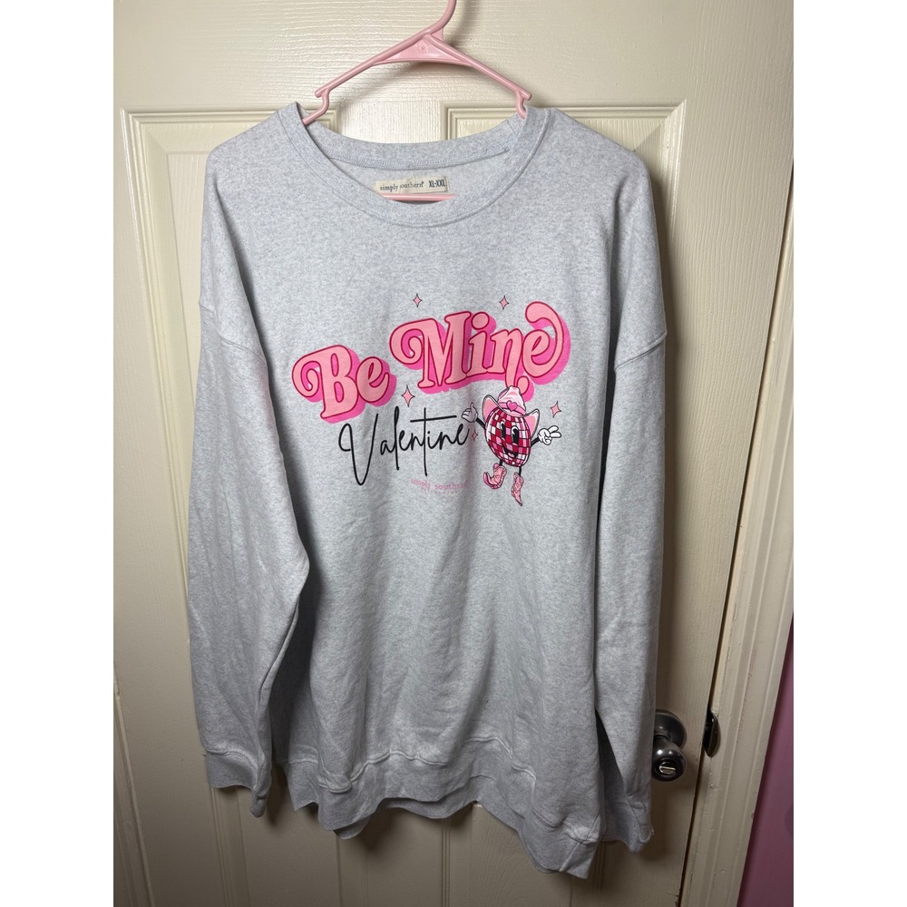 Simply Southern Be Mine Valentine Disco Ball Sweatshirt XL XXL